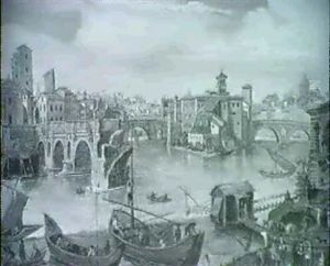 Rome Views On The Tiber by Hendrick Frans van Lint