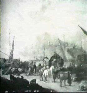 Vue De Port Mediterraneen by Hendrick Frans van Lint