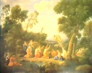 (2) Mercury Delivering The Infant Bacchus.... - Diana Resting After The Hunt by Hendrick Frans van Lint