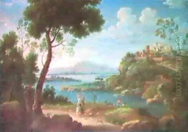 Paesaggio Costiero Con Borgo Murato E Figure - view 1