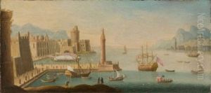 Italienische Kustenlandschaft Mit Hafen by Jacob van Lint