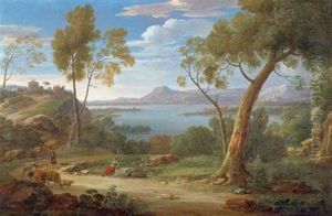 Sudliche Landschaft Mit Hirten Auf Einem Weg by Peter Van Lint