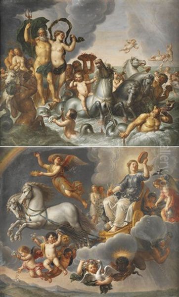 Allegorie De L'eau Ou Le Triomphe De Neptune Et D'amphitrite (+ Allegorie De L'air Ou Le Char De Junon; Pair) - view 1