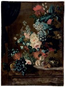 Stilleben Mit Blumen Und Fruchten by Jacobus Linthorst