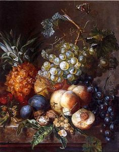 Nature Morte Aux Fruits, Un Papillon Et Un Dragon