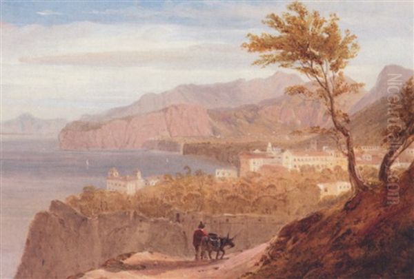 A Traveller With His Donkey, On A Mediterranean Coastline - view 1