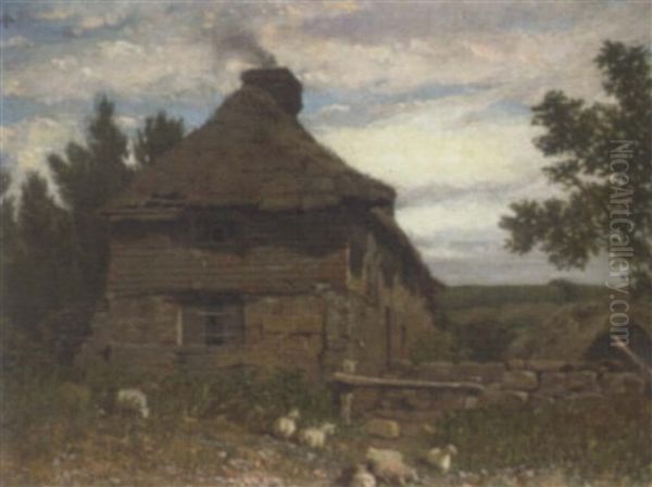 Figures By A Cottage - view 1