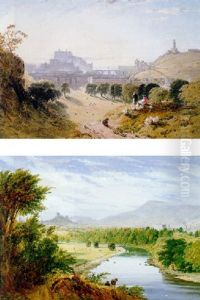 View Of Edinburgh And Calton Hill With Figures And Sheep In The Foreground View Of Edinburgh And Calton Hill With Figures And Sheep In The Foreground
