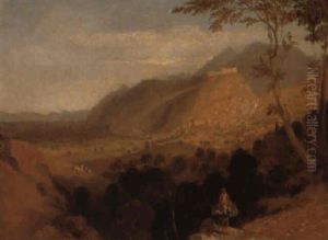 A View Of Mistra With A Peasant On A Donkey In The Foreground