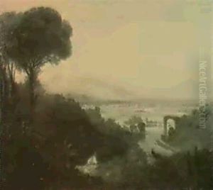 The Broken Bridge At Narni Near Orvieto by William Linton