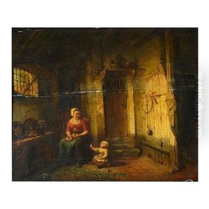 Interior Scene, Mother And Child by Alexander Louis Lion