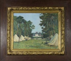 Camp De Soldats Pres Du Chateau De Fontainebleau by Paul Louis Frederic Liot