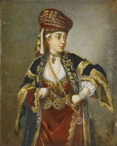 A Miniature Painting Of A Lady From Pera, Presumed To Be Laura Tarsi A Miniature Painting Of A Lady From Pera, Presumed To Be Laura Tarsi