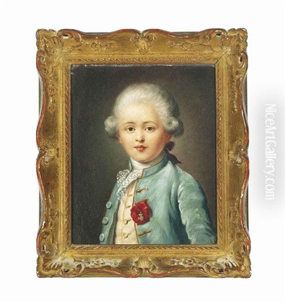 Portrait Of A Young Boy, Half-length, In A Pale Blue Coat - view 1