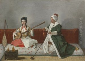 Portrait Of Helene Glavany And Mr. Levett Seated On A Divan