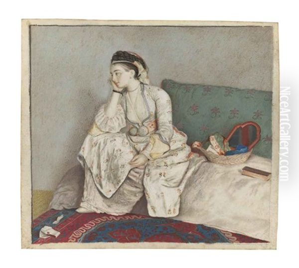 A Pensive Woman On A Sofa - view 1