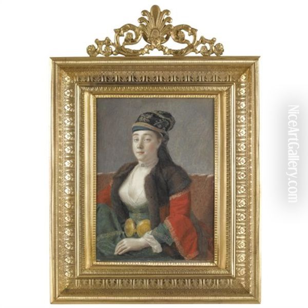 Portrait Of A Lady Of Constantinople Seated On A Red Divan - view 1