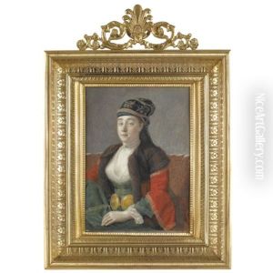 Portrait Of A Lady Of Constantinople Seated On A Red Divan
