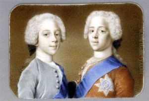 A Double Portrait Of Prince Charles Edward Stuart And Prince Henry Benedict Stuart In Red Coat, Wearing The Blue Sash And Breast Star Of The Order Of The Garter ... A Double Portrait Of Prince Charles Edward Stuart And Prince Henry Benedict Stuart In Red Coat, Wearing The Blue Sash And Breast Star Of The Order Of The Garter ...