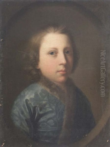 Portrait Of A Boy In An Embroidered Silk Dressing Gown Trimmed With Fur - view 1