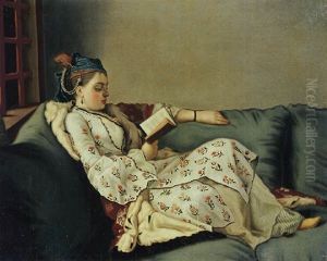 La Sultane Lisant, A Lady In Turkish Costume Reading On A Divan