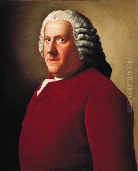 Portrait Of Willem Bentinck, 1st Count Bentinck, In A Red Velvet Coat And White Lace Cravat - view 1