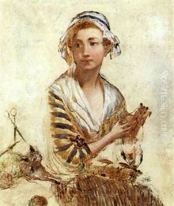 Ein Junges Madchen Mit Wollknauel Und Einer Katze