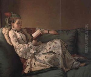 La Sultane Lisant: A Lady In Turkish Costume Reading On A Divan