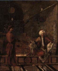 Portrait Of Mr. Carew Wearing Oriental Costume Attended By A Servant by Etienne Liotard