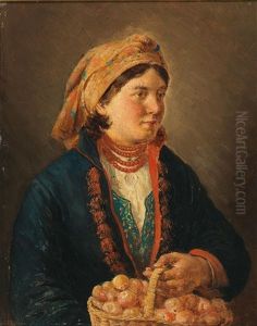 Polish Rural Folk - Girl In Sunday Dress (pair) by Hipolit Lipinski