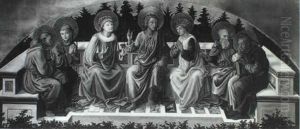 Saint John The Baptist With Six Other Saints by Filippo Lippi