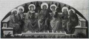 Saint John The Baptist With Other Patron Saints Of Florence, Saint Francis, Saint Lawrence, Saints Cosmas And by Filippino Lippi