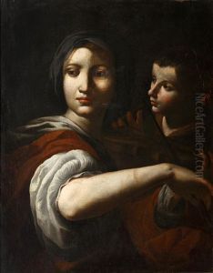 A Young Woman Playing A Lira Da Braccio by Lorenzo Lippi