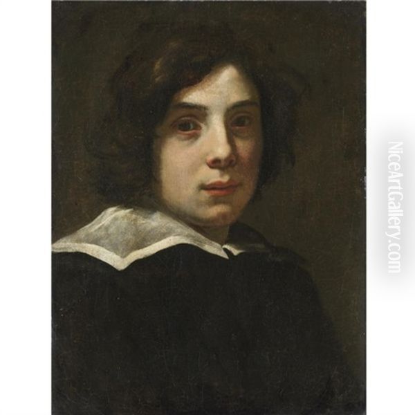 Portrait Of A Young Man Wearing Black With A White Collar - view 1
