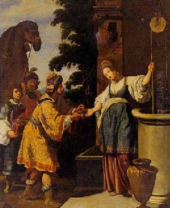 Elieser Und Rebecca Am Brunnen by Lorenzo Lippi