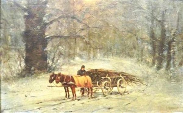 Wood Cart In Winter - view 1
