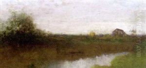 River Landscape With A Barn River Landscape With A Barn