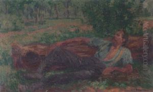 Ruhender Waldarbeiter by Karl Friedrich Lippmann