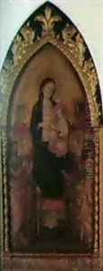 La Vierge Et L'enfent En Trone Entre Six Saints by Lippo D`Andrea