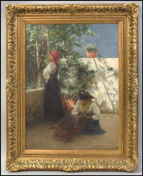 Two Women In A Courtyard - view 1