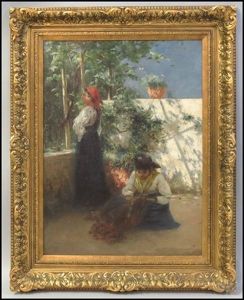 Two Women In A Courtyard