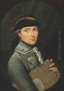 Portrait Of A Gentleman Holding Musical Scores by Johann Heinrich Lips