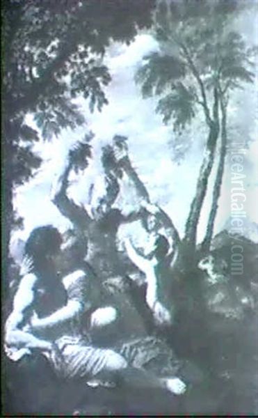 A Pair Of Lovers And A Satyr In An Arcadian Landscape - view 1