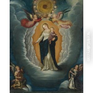 Madonna And Child Being Crowned By Angels by Pieter Lisaert IV