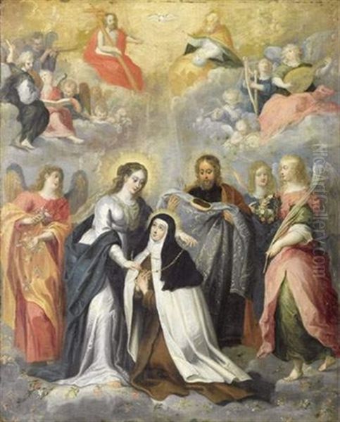 La Vierge Remettant Un Collier A Sainte Therese D'avila - view 1