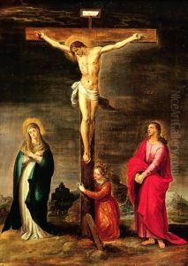 Crucifixion Entre La Vierge, Saint Jean L'evangeliste Et Sainte Marie-madeleine by Pieter Lisaert IV