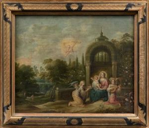 Vierge A L'enfant Entouree D'anges Dans Un Paysage Vierge A L'enfant Entouree D'anges Dans Un Paysage