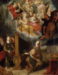 St. Cecilia And Musical Angels by Pieter Lisaert