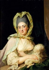 Portrait De Jeune Femme Avec Un Chien by Anna Dorothea Lisiewski