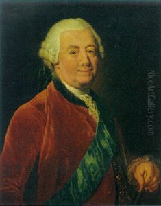 Portrait Of A Gentleman Wearing A Red Coat With A Blue Order Sash